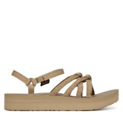 Sandały Teva. Brązowe sandały damskie Teva, bez wzorów, bez obcasa, na płaskiej podeszwie. Za 319.99 zł.