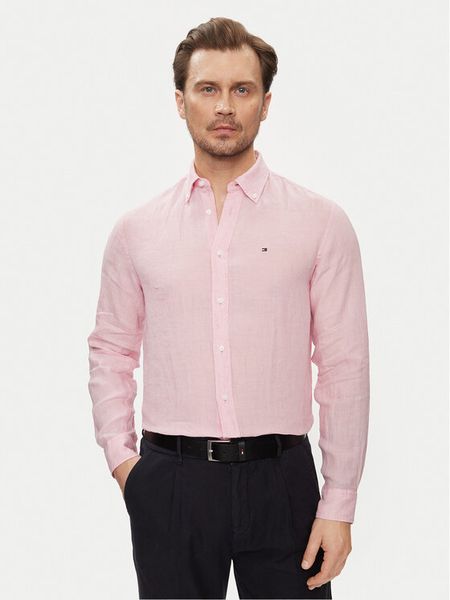 Tommy Hilfiger Koszula MW0MW34602 Różowy Regular Fit. Czerwone koszule męskie Tommy Hilfiger, m, bez wzorów, ze lnu, bez kołnierzyka, bez ramiączek. Za 259.99 zł.