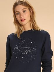 WOOOP Bluza "Whale Constellation" w kolorze granatowym rozmiar: M. Niebieskie bluzy bez kaptura damskie Wooop, m, z bawełny. Za 96.14 zł.
