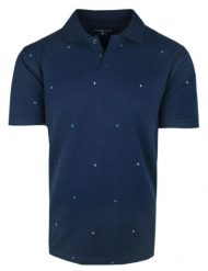 Koszulka Polo, Męska - Pako Jeans - Granatowa w Małe Żaglówki. Niebieskie koszulki polo męskie Pako Jeans, m, bez wzorów, z bawełny, bez ramiączek. Za 115.00 zł.