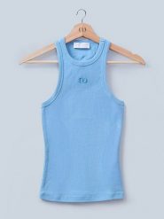 LeGer Top "Dena" w kolorze błękitnym rozmiar: 42. Niebieskie topy damskie LeGer, bez wzorów, bez kołnierzyka. Za 100.28 zł.