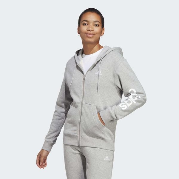 Bluza damska adidas Essentials Linear Full-Zip French Terry Hoodie. Białe bluzy z kapturem damskie Adidas, s, z dresówki. Za 219.00 zł.