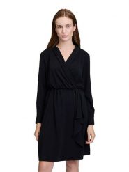 CARTOON Sukienka w kolorze czarnym rozmiar: 44. Czarne sukienki damskie Cartoon, bez wzorów, bez kołnierzyka, bez ramiączek, midi, kopertowe. Za 153.34 zł.