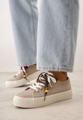 Beżowe Trampki Pod Kostkę na Grubej Podeszwie z Podwójnym Sznurowaniem Callixera. Brązowe trampki i tenisówki damskie Born2be, bez wzorów, z materiału. Za 109.99 zł.