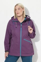 Damskie Kurtka funkcyjna wodoodporna dwukierunkowy zamek błyskawiczny odblask. Fioletowe kurtki damskie Ulla Popken, plus size, bez wzorów, z materiału, z kapturem. Za 739.99 zł.