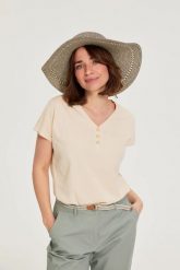 Słomkowy kapelusz. Żółte kapelusze damskie MOODO, bez wzorów. Za 59.99 zł.