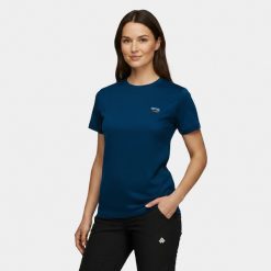 Koszulka damska merino Alpinus Otago. Niebieskie t-shirty damskie Alpinus, bez wzorów, z wełny, bez kołnierzyka. Za 149.00 zł.