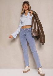 Jasnoniebieskie Jeansy z Bawełną Typu Skinny Novanisse. Niebieskie jeansy damskie Renee, z podwyższonym stanem. Za 59.99 zł.