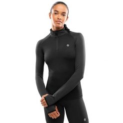 Damska bluza do biegania z suwakiem pod szyją Fitness Siroko Center Black. Czarne bluzy bez kaptura damskie SIROKO, bez wzorów, z tkaniny, bez ramiączek, krótkie, bez kaptura. W wyprzedaży za 126.00 zł.
