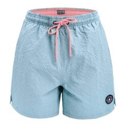 Luźne Spodenki Kąpielowe (Plażowe) - PAKO JEANS - Szary Błękit. Niebieskie kąpielówki męskie Pako Jeans, l, bez wzorów, z jeansu, żeglarskie. Za 107.00 zł.