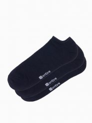 Skarpety męskie stopki 3-pak - granatowe V1. Niebieskie skarpetki męskie Ombre Clothing, bez wzorów, z bawełny. Za 49.99 zł.
