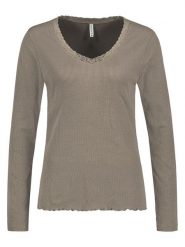 Eight2Nine Koszulka w kolorze szarobrązowym rozmiar: XS. Brązowe bluzki damskie Eight2Nine, xs, bez wzorów, z koronki, bez kołnierzyka, bez ramiączek. Za 43.99 zł.