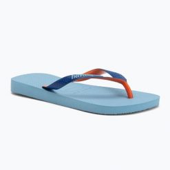Japonki Havaianas Top Mix. Niebieskie klapki damskie Havaianas, bez wzorów, bez obcasa. Za 83.99 zł.