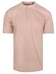 Męski T-Shirt na Stójce - Brave Soul - Zgaszony Róż. Czerwone t-shirty męskie Brave Soul, na lato, l, bez wzorów, z bawełny, bez kołnierzyka. Za 59.00 zł.
