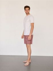 Dwuczęściowa piżama z bawełny - jasnoszary. Szare piżamy męskie Reserved, l, bez wzorów, z bawełny, bez ramiączek. W wyprzedaży za 55.99 zł.