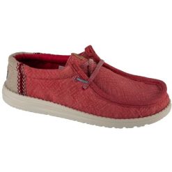 Buty Hey Dude Wally Jute M 43085-79B czerwone. Czerwone buty sportowe na co dzień męskie z gumy, bez zapięcia. Za 414.07 zł.