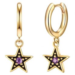 Glanzstücke München Kolczyki Gwiazda z Srebro wysokiej próby w Żółte złoto Kolczyki koła 1 ct Damski. Żółte kolczyki damskie Glanzstücke München, z cyrkonią, pozłacane. Za 239.99 zł.