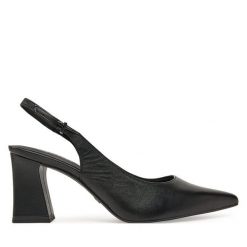 Sandały Tamaris. Czarne sandały damskie Tamaris, bez wzorów, bez obcasa, na słupku. Za 289.99 zł.