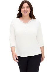 WITT WEIDEN Koszulka w kolorze białym rozmiar: 48. Białe bluzki damskie WITT WEIDEN, bez wzorów, z koronki, bez kołnierzyka, bez ramiączek. Za 82.99 zł.