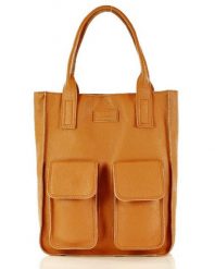 Shopper bag camelowy MARCO MAZZINI s131g. Shopper bag damskie bez wzorów, ze skóry, na ramię, bez dodatków. Za 322.05 zł.