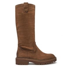 Kozaki Tamaris. Brązowe kozaki damskie Tamaris, bez obcasa, na płaskiej podeszwie. Za 379.99 zł.