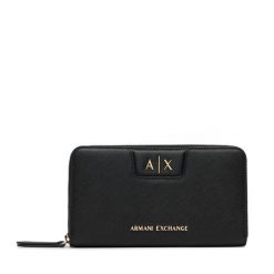Portfel Armani Exchange. Czarne portfele damskie Armani Exchange, bez wzorów. Za 404.99 zł.
