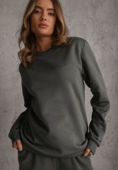 Ciemnozielona Bluza ze Ściągaczami na Dole przy Szyi i przy Rękawach Emberlie. Zielone bluzy bez kaptura męskie Renee, l, z dresówki. Za 59.99 zł.