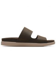 Clarks Skórzane klapki "Sunder Coast" w kolorze oliwkowym rozmiar: 42. Zielone klapki i japonki męskie Clarks. Za 193.24 zł.