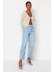 Trendyol Dżinsy - Regular fit - w kolorze błękitnym rozmiar: 40. Niebieskie jeansy damskie Trendyol, z podwyższonym stanem. Za 100.99 zł.