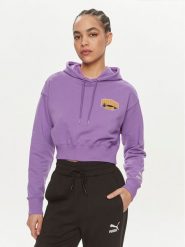 Puma Bluza For The Fanbase 624346 Fioletowy Relaxed Fit. Fioletowe bluzy bez kaptura damskie Puma, s, z bawełny. Za 219.99 zł.