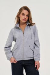 Bluza zapinana na zamek szara. Szare bluzy bez kaptura damskie MOODO, l, z elastanu. Za 149.99 zł.