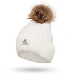 Czapka biała Peterson PTN HAT-07. Białe czapki zimowe damskie Peterson, z dzianiny. Za 41.99 zł.