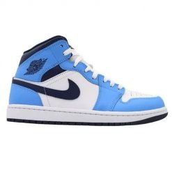Buty do chodzenia męskie Nike Air Jordan 1 Mid. Niebieskie buty sportowe na co dzień męskie Nike, z gumy, bez zapięcia, trekkingowe, Nike Air Jordan. Za 641.00 zł.