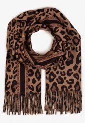Brązowy Wiskozowy Szalik Ozdobiony Frędzlami Siathara. Brązowe szaliki i kominy damskie Born2be, bez wzorów, z jeansu. Za 39.99 zł.