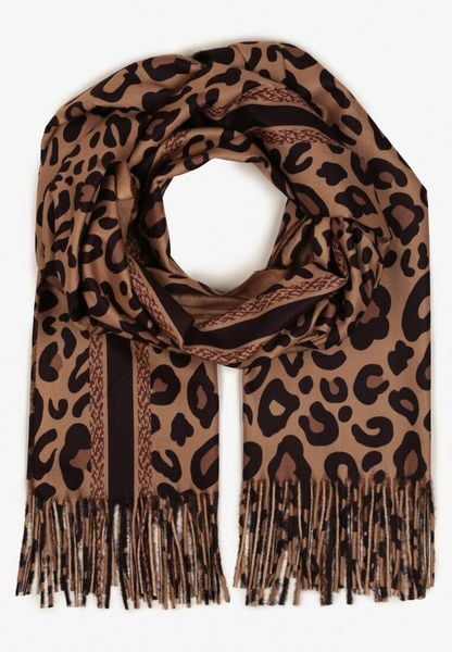 Brązowy Wiskozowy Szalik Ozdobiony Frędzlami Siathara. Brązowe szaliki i kominy damskie Born2be, bez wzorów, z jeansu. Za 39.99 zł.