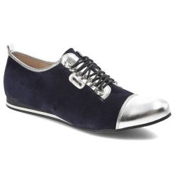 Granatowe Półbuty Libero Eleganckie Buty Damskie. Niebieskie półbuty damskie Libero, bez wzorów, ze skóry, eleganckie, bez obcasa. Za 179.00 zł.