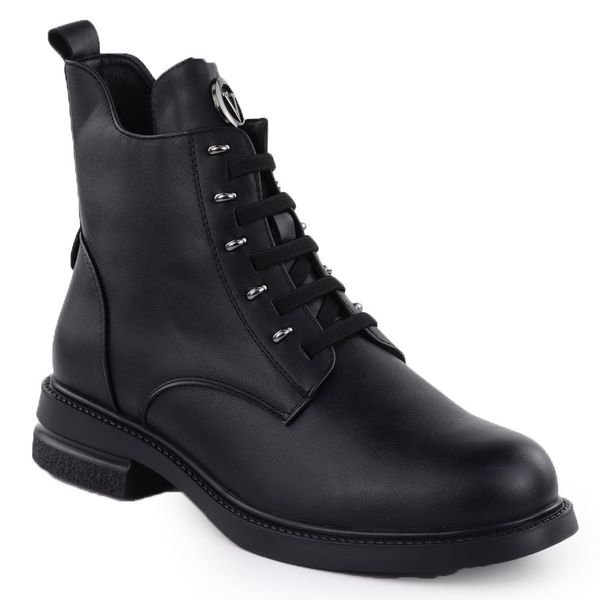 Botki damskie czarne Vinceza 26-58578. Czarne botki damskie VINCEZA, ze skóry ekologicznej, bez obcasa, bez zapięcia. Za 189.99 zł.