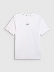 4F T-shirt regular z nadrukiem męski 4F x Robert Lewandowski - biała XXL. Białe t-shirty męskie 4f, l, bez wzorów, z bawełny, bez kołnierzyka. Za 99.99 zł.