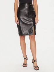 Guess Spódnica z imitacji skóry W4BD91 WGIK0 Czarny Slim Fit. Czarne spódniczki damskie Guess, xxl, z aplikacjami, ze skóry. Za 209.99 zł.