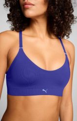 Puma sportowy top trójkątny damski 3D Knit niebieski. Niebieskie topy sportowe damskie Puma, s, bez wzorów, bez ramiączek. Za 177.90 zł.