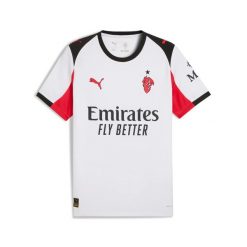 Koszulka wyjazdowa AC Milan 2025/26. Białe t-shirty sportowe męskie Puma, l, z materiału, bez ramiączek, na fitness i siłownię. Za 374.40 zł.
