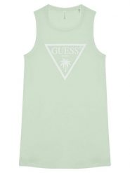 Guess Sukienka codzienna J4GK35 JA914 Zielony Regular Fit. Zielone sukienki dziewczęce Guess, z aplikacjami, z bawełny, bez ramiączek. Za 69.99 zł.
