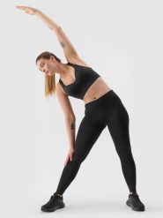 4F Legginsy treningowe z materiału z recyklingu damskie - czarne XS. Czarne legginsy damskie 4f, l, bez wzorów, z dzianiny. W wyprzedaży za 59.99 zł.