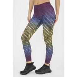 Legginsy do treningu damskie NETMESH fioletowe żółte fluo. Fioletowe legginsy damskie ELPLAYER, bez wzorów, z dżerseju, na fitness i siłownię. W wyprzedaży za 84.50 zł.