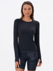 Rip Curl Koszulka sportowa "VaporCool" w kolorze antracytowo-granatowym rozmiar: L/XL. Czarne bluzki sportowe damskie Rip Curl, l, bez wzorów, bez ramiączek. Za 79.03 zł.