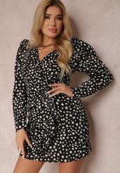 Czarna Sukienka Calinome. Czarne sukienki damskie Renee, na imprezę, m, z aplikacjami, bez kołnierzyka, bez ramiączek, mini, kopertowe. W wyprzedaży za 181.99 zł.