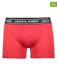 Jack & Jones Bokserki (3 pary) w kolorze czarno-czerwono-antracytowym rozmiar: XL. Czarne bokserki męskie Jack & Jones, bez wzorów. Za 61.31 zł.