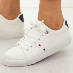 Białe trampki damskie Potocki 16393. Białe trampki i tenisówki damskie POTOCKI, bez wzorów, z dresówki. W wyprzedaży za 122.32 zł.