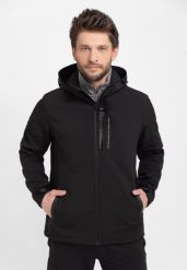 Czarny softshell F-FORKE. Czarne kurtki softshell damskie Volcano, m, bez wzorów, z materiału. Za 329.99 zł.