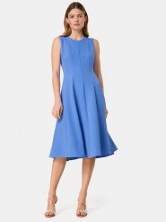 Gerry Weber Sukienka w kolorze niebieskim rozmiar: 36. Niebieskie sukienki damskie Gerry Weber, bez wzorów, bez kołnierzyka, bez ramiączek, midi. Za 197.17 zł.